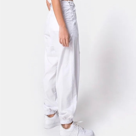 Motel Rocks White Jubie Cargo Utility Trousers Drill Tapered Leg Large UK 16-18 - Picture 13 of 13